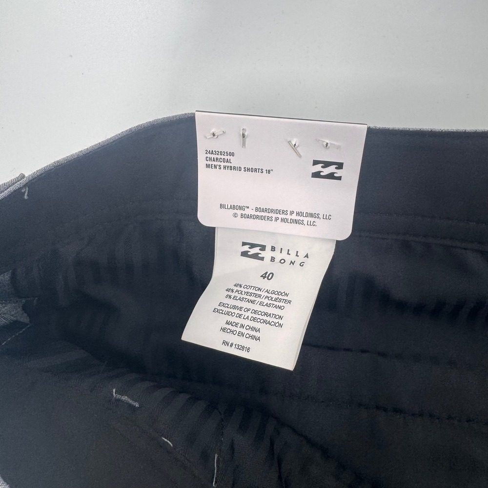 Billabong Mens Hybrid Shorts Charcoal Grey Stretch Walk Shorts Size 40 NEW - Picture 8 of 12
